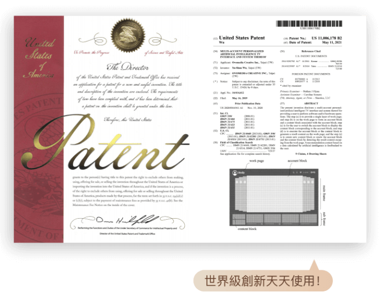 台灣原創研發，美國專利
