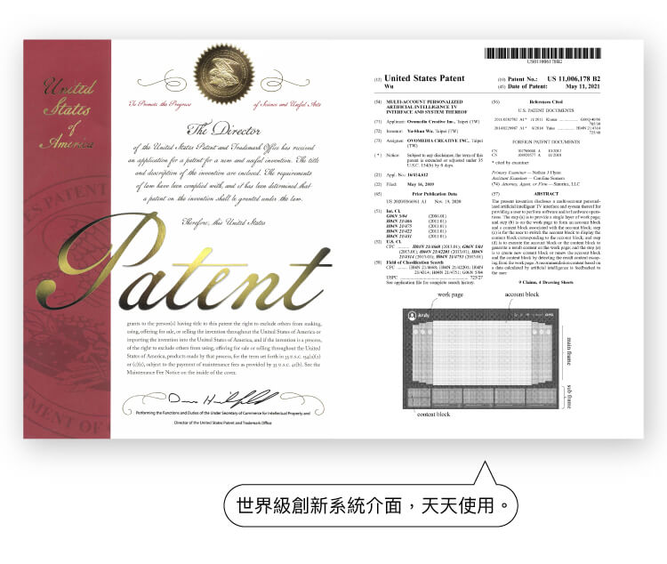 台灣原創研發，<br>美國專利。